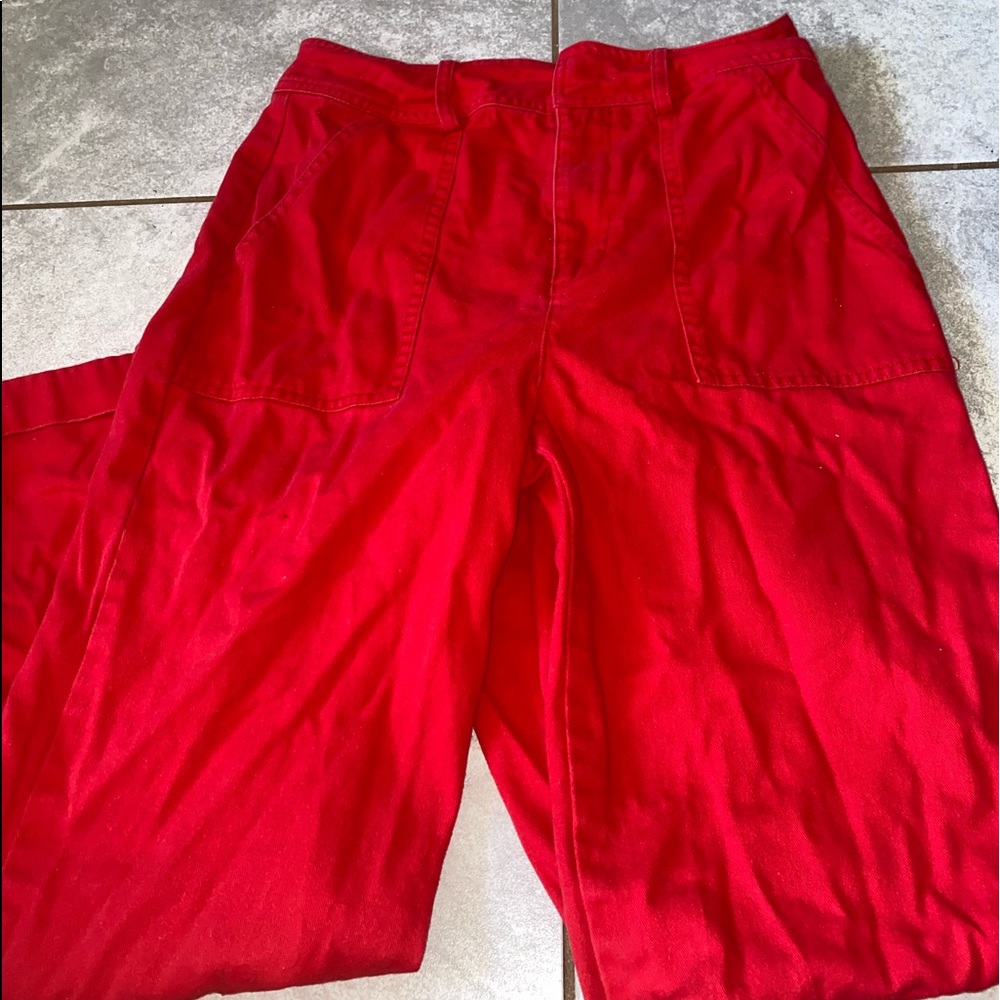 Red mom jeans